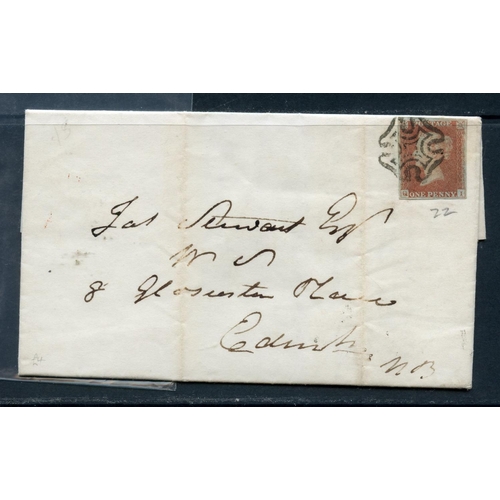 843 - POSTAL HISTORY 1842 local entire from Chester (Maltese Cross) to Edinburgh franked with 1d red imper... 