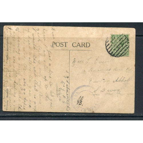 866 - POSTAL HISTORY 1918 censored postard from Submarine Crewman. Good condition.