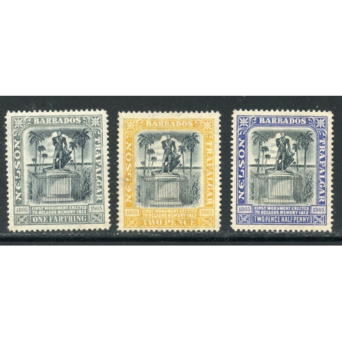 88 - BARBADOS 1907 Nelson set wmk MCA mint. SG 158 - 62. Cat £50.