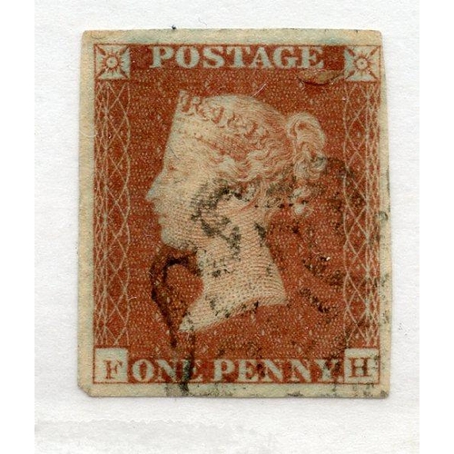 882 - 1841 1d Red plate 20 (FH) 4 margined fu with MX cancel. SP Spec BS9. Cat £60.