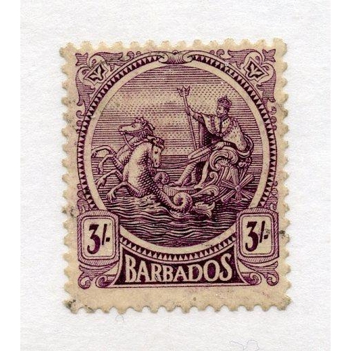 91 - BARBADOS 1921 - 24 3/- deep violet fu. SG 228. Cat £95.