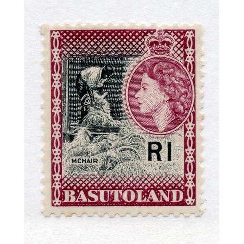 96 - BASUTOLAND 1961 - 63 1r black and maroon um. SG 79. Cat £55.
