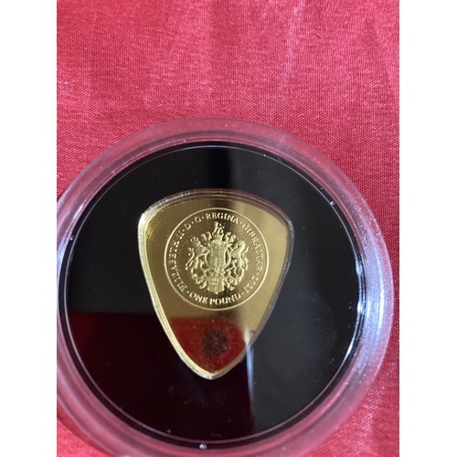 211 - 24ct Gold Elizabeth II One Pound Elvis Presley Plectrum 2021 Coin