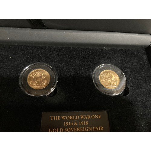 216 - hattons of  london  world war one 22ct gold sovereign pair