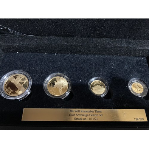 219 - Elizabeth II (1952-2022) Tristan Da Cunha 2021 We Will Remember Them Gold Sovereign Deluxe Set sover... 