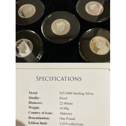 234 - Jubilee Mint Alderney 200th anniversary of Queen Victoria Proof silver £1 coin collection of 5 coins... 