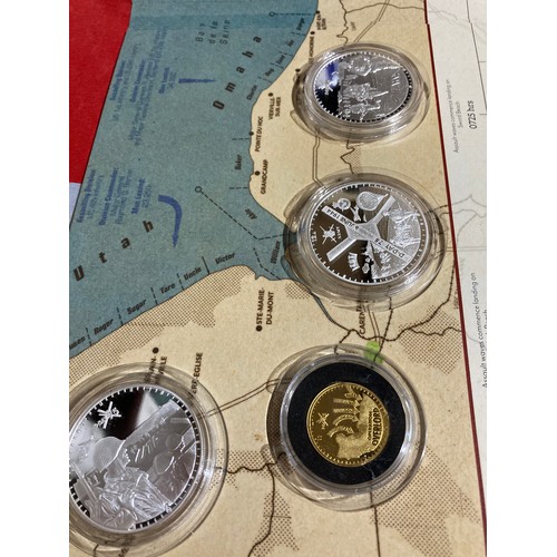 241 - A Bradford Exchange Alderney D-Day Landings 75th Anniversary Set including gold (9ct) One Pound (2.7... 