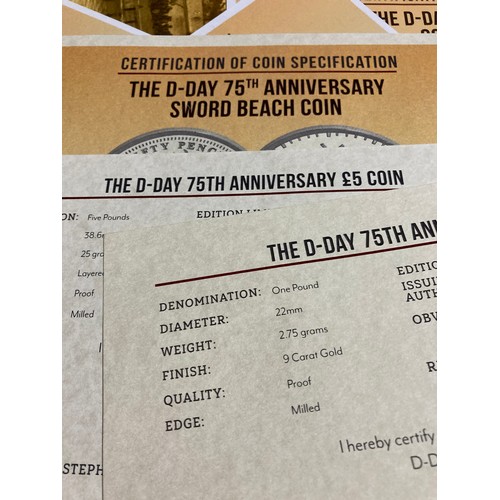 241 - A Bradford Exchange Alderney D-Day Landings 75th Anniversary Set including gold (9ct) One Pound (2.7... 