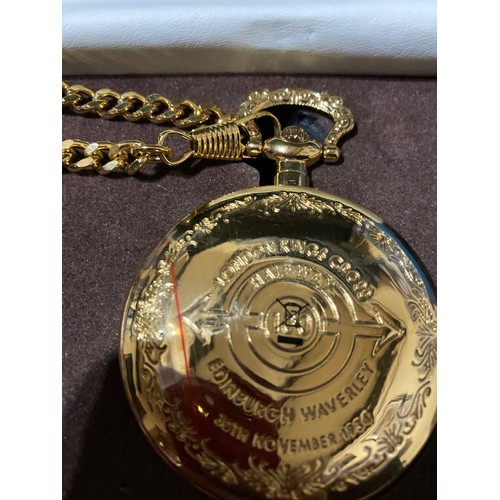 250 - Bradford Exchange Flying Scotsman 100mph World Record limited edition pocket watch with chain, 222/1... 