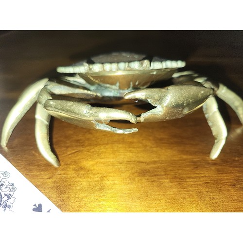 282 - VINTAGE BRASS CRAB INKWELL/ASHTRAY