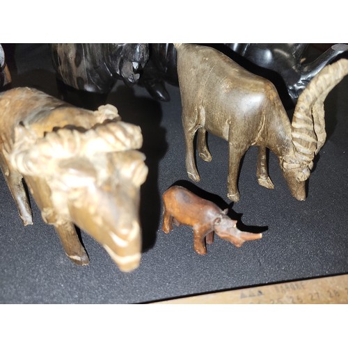 345 - carved wooden animals x 6