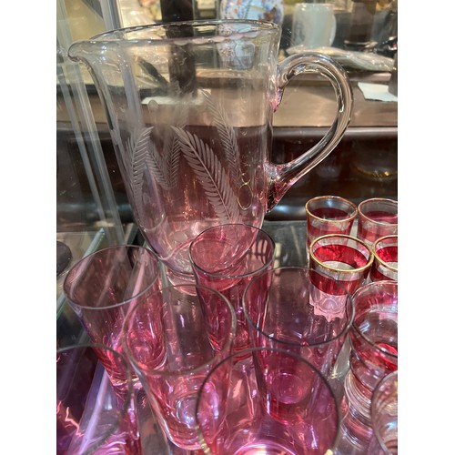 380 - collection of cranberry glass etc