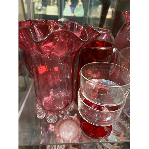 380 - collection of cranberry glass etc