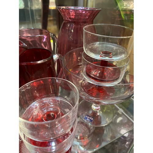 380 - collection of cranberry glass etc