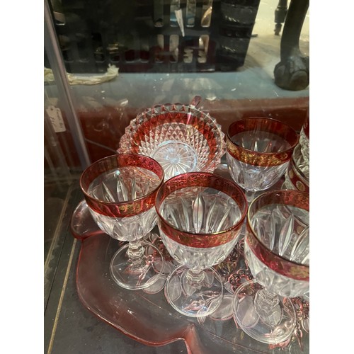 380 - collection of cranberry glass etc