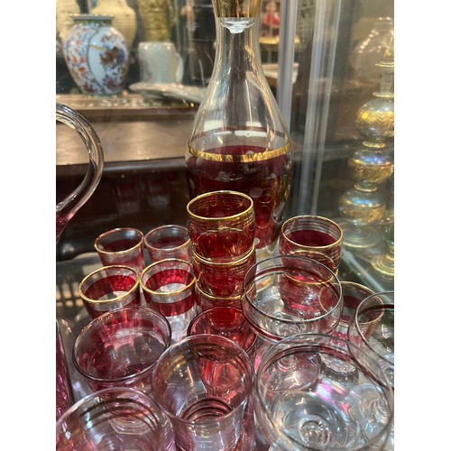 380 - collection of cranberry glass etc