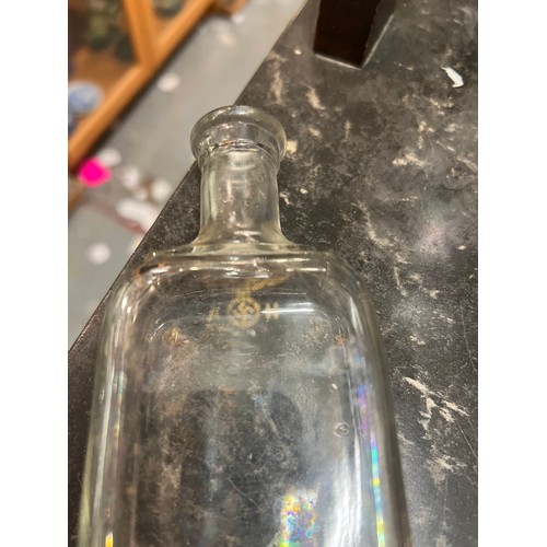 442 - German bottle etched with an Eagle and the letters A.H