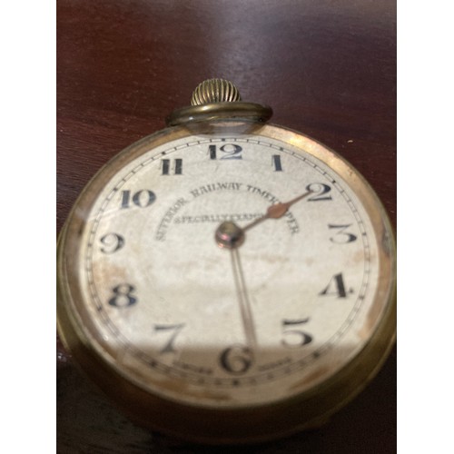 459 - superior railway timekeeper pocket watch and BR Buttons and patches. watch not working