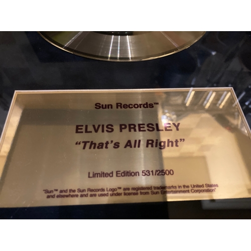 508 - Elvis ‘that’s all right’ gold single no 531/2500 and film cell picture