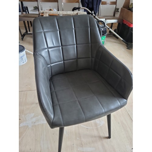 566 - GREY LEATHER DINING CHAIRS X 2 
PLEASE NOTE THIS ITEM IS LOCATED AT THE REUNION BAR, LOFTUS, TS13 4R... 