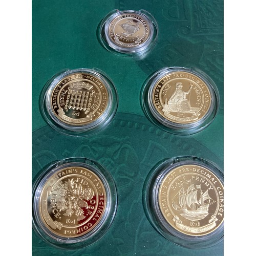 242 - London mint the day the country went decimal 9 coin set inc 9ct gold 2 crown coin all certificates i... 