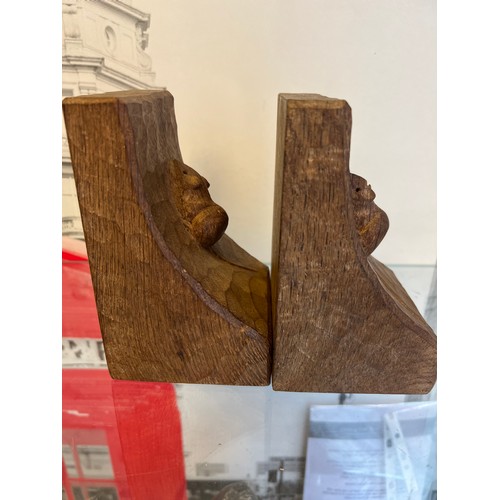 85 - Robert Thompson Kilburn Bookends Pair Mouseman