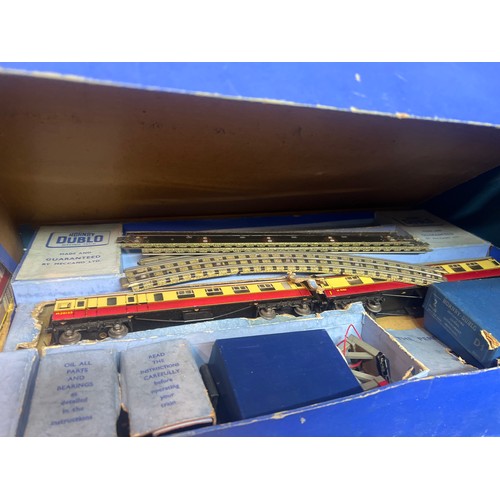 214 - dublo train set and other boxed train vehicles