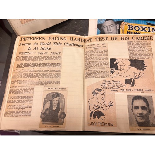 255 - 3 X BOXING SCRAPBOOKS 1930s to 40s includes some early boxing programmes glued in