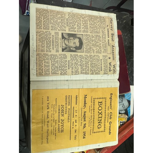 255 - 3 X BOXING SCRAPBOOKS 1930s to 40s includes some early boxing programmes glued in