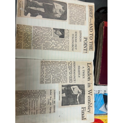 255 - 3 X BOXING SCRAPBOOKS 1930s to 40s includes some early boxing programmes glued in