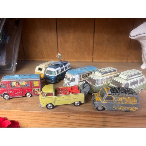 134 - playworn corgi vanv and dinky caravan