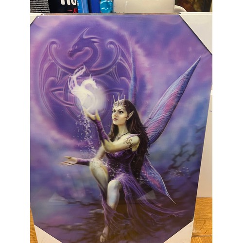 416 - 3 x holographic gothic fairy pictures on wood
40x30cm