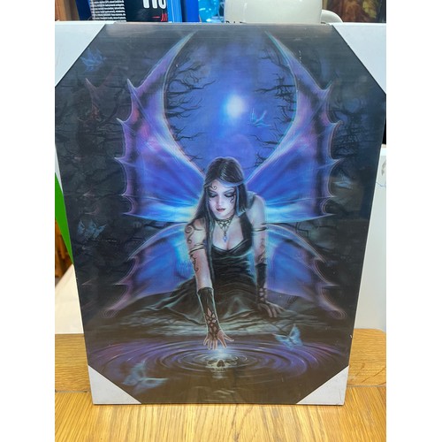 416 - 3 x holographic gothic fairy pictures on wood
40x30cm