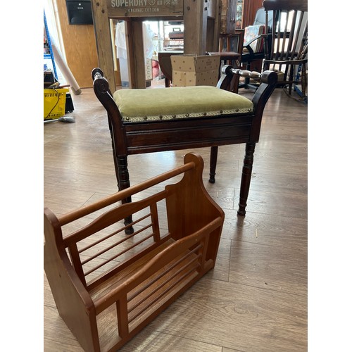 372 - piano stool & magazine rack