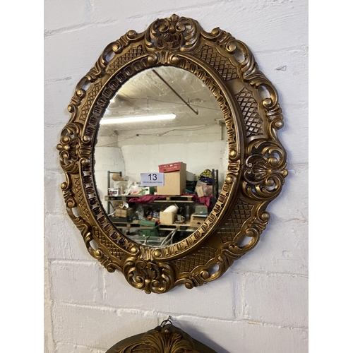 13 - GILT FRAMED OVAL MIRROR