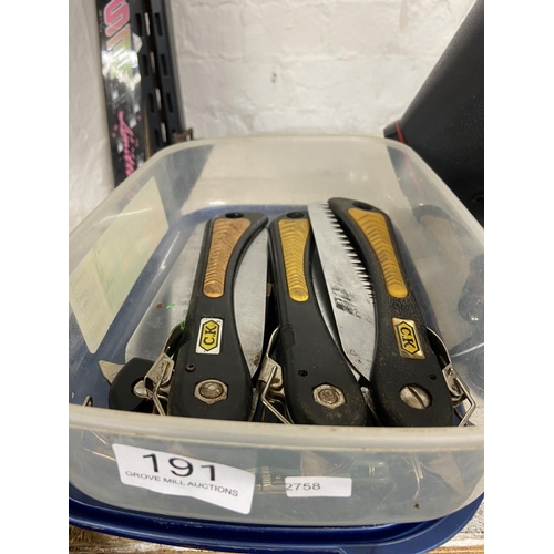 191 - FOLDING PRUNING KNIVES & 2 POCKET KNIVES