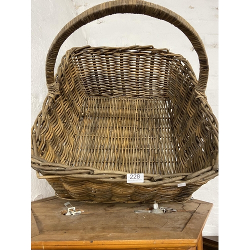 228 - LARGE WICKER LOG BASKET