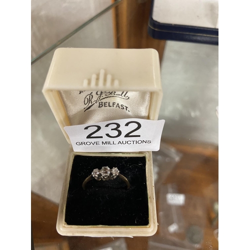 232 - 3 STONE DIAMOND RING