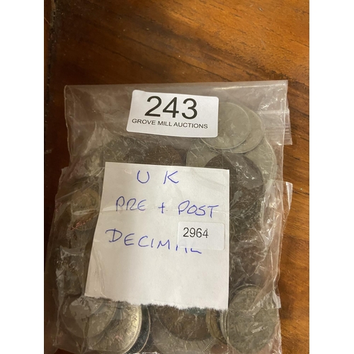 243 - BAG OF PRE DECIMAL COINS