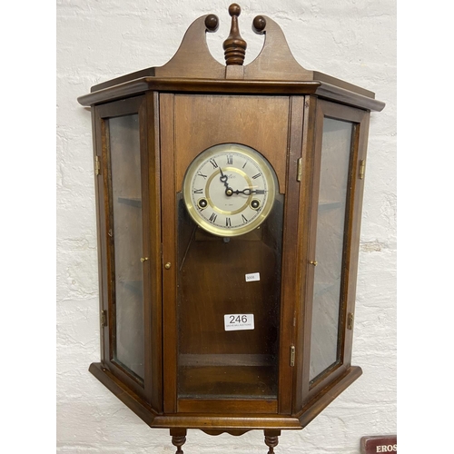 246 - CLOCK WALL DISPLAY CABINET (KEY & PENDELUM IN OFFICE)