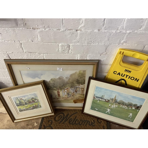 3 - 3 FRAMED 'CRICKET' PRINTS