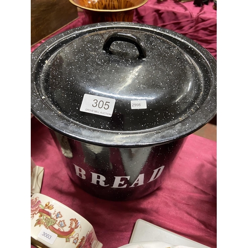 305 - BLACK ENAMELLED BREAD BIN