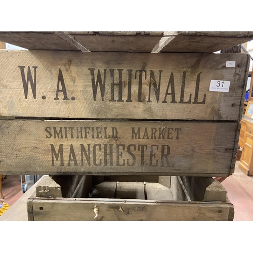 31 - W. A. WHITNALL WOODEN ADVERTISING CRATE