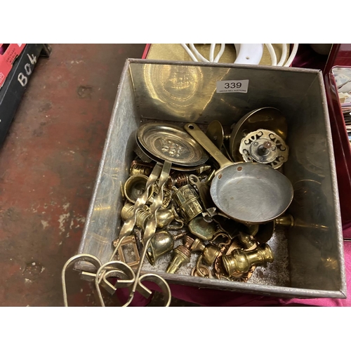 339 - TIN OF BRASS COLLECTABLES