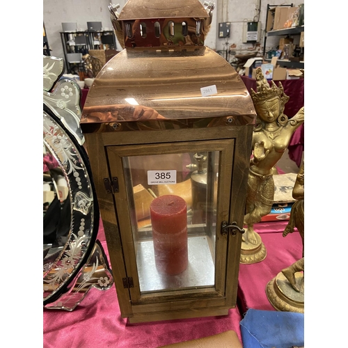 385 - COPPER CANDLE LANTERN