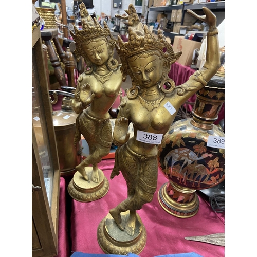 388 - PAIR OF BRASS EASTERN DANCERS