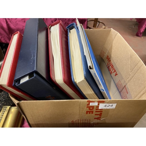 424 - BOX OF STAMP ALBUMS & STAMPS