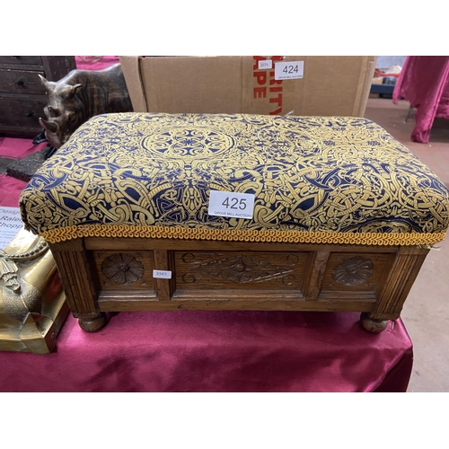 425 - VINTAGE LIFT-TOP UPHOLSTERED FOOTSTOOL