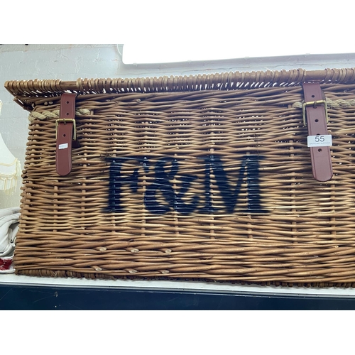 55 - LARGE F&M WICKER BASKET