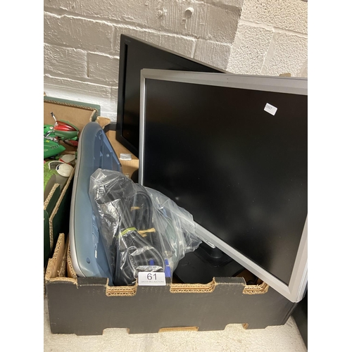 61 - 2 PC MONITORS & KEY BOARDS